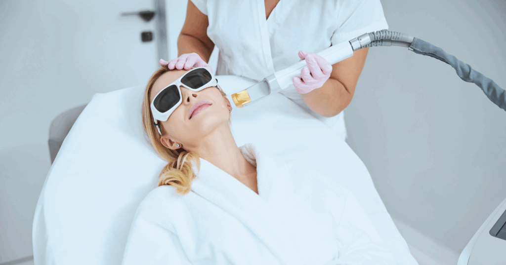 voorbeeld van een behandeling van rode vlekken met een laser